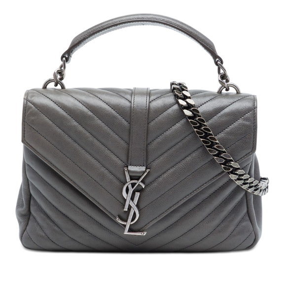 Saint Laurent Handbags - Pre-Loved Saint Laurent Medium Chevron Sheepskin Monogram College Satchel